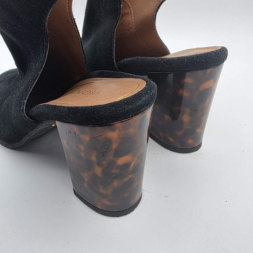 Vionic Lacey Suede Booties Size 9.5 Tortoise Block Heel Black Leather Mob Wife - Picture 9 of 14